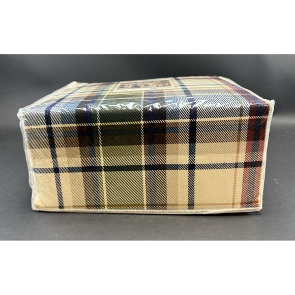 Vtg JCPenney Home Flannel Lodge Plaid Sheet Set Twin Size 100% Heavy Cotton - Picture 7 of 8